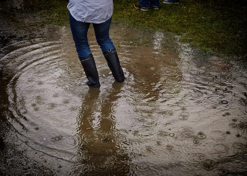 Standing in puddle